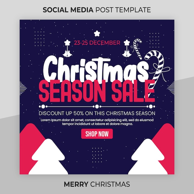 Merry christmas instagram post or square web banner template