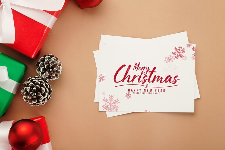PSD merry christmas kraftpapier wenskaart mockup
