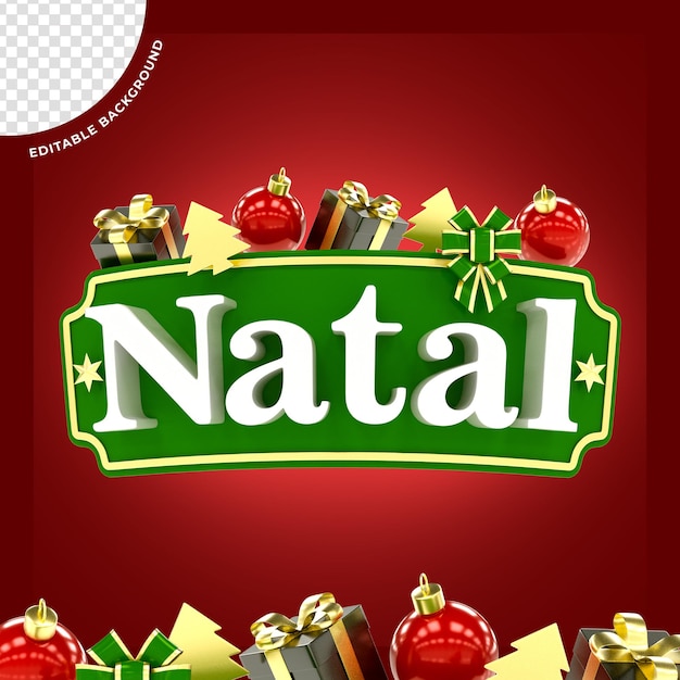Merry christmas label 3d render for composition psd
