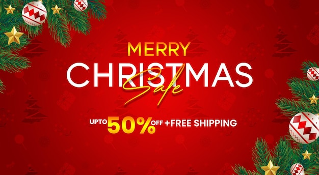 PSD merry christmas mega sale elements background banner