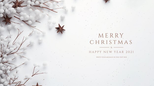 PSD merry christmas modern background white