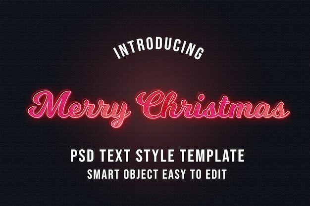 PSD buon natale neon effetti di testo 3d