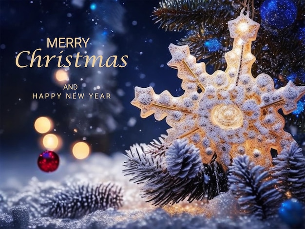 Merry christmas and new year realistic background with 3d golden color ball