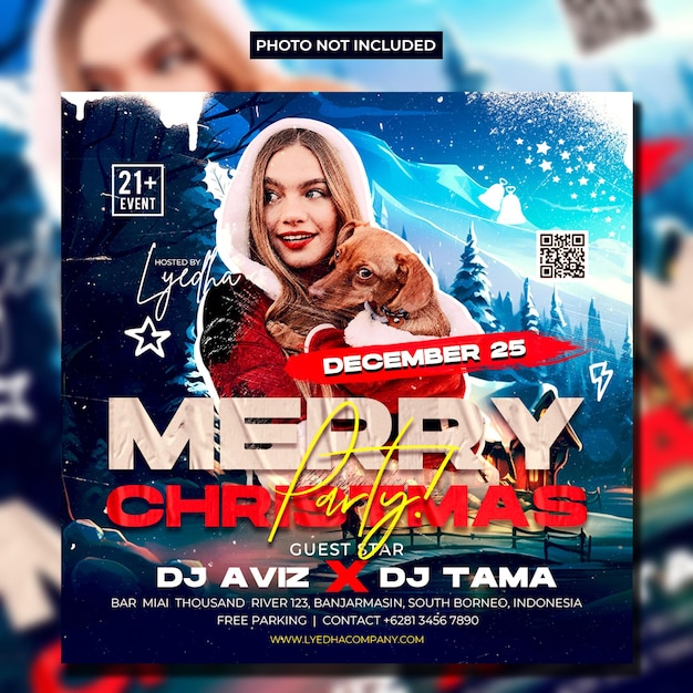 Merry christmas night club dj party flyer social media post