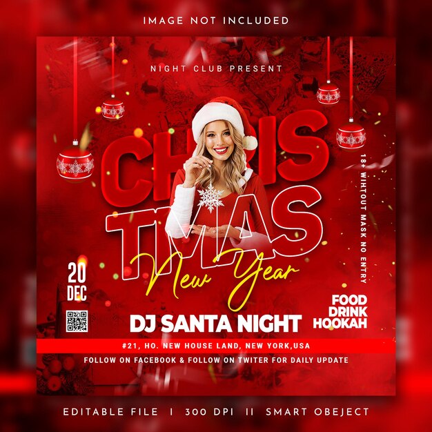 Merry christmas party event flyer or social media post template