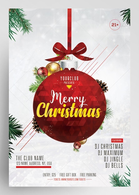 PSD merry christmas party event flyer template