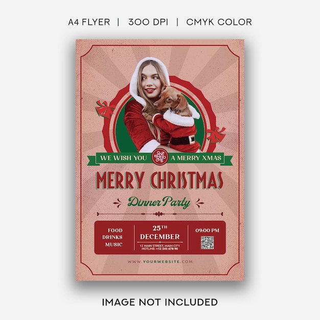 PSD merry christmas party flyer template