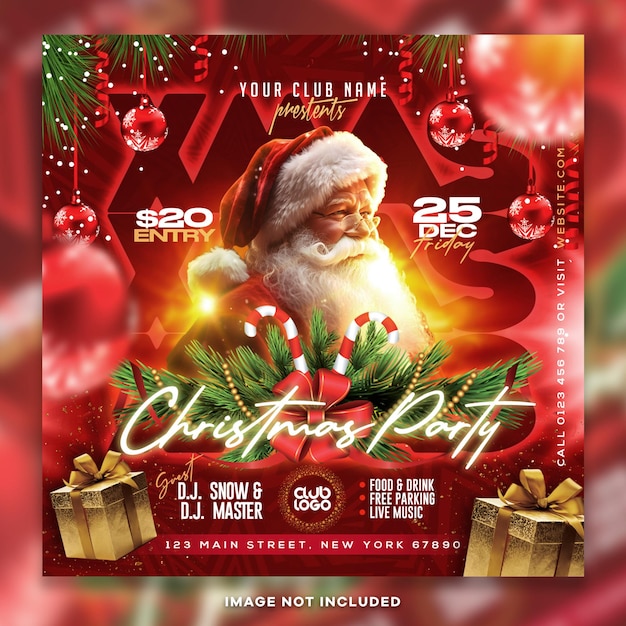 Merry christmas party instagram post psd