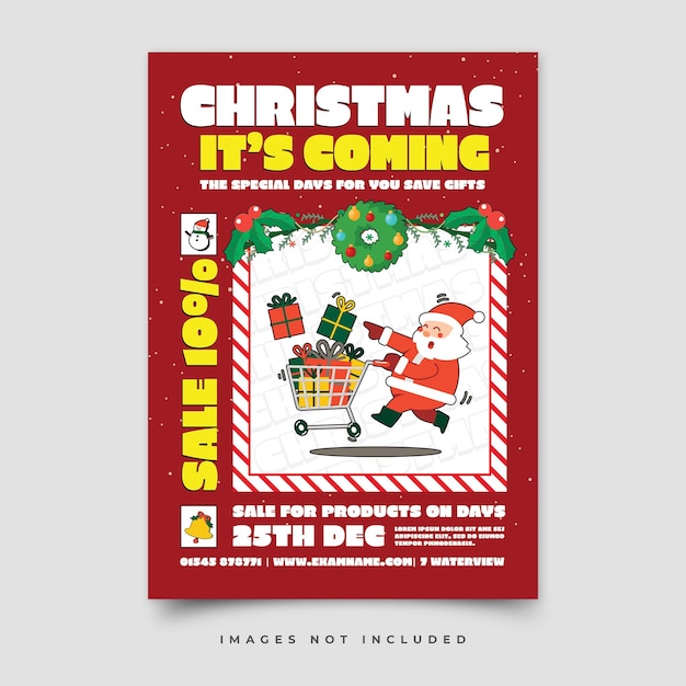 PSD merry christmas poster template