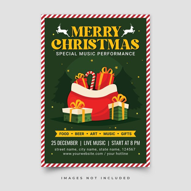 PSD merry christmas poster template