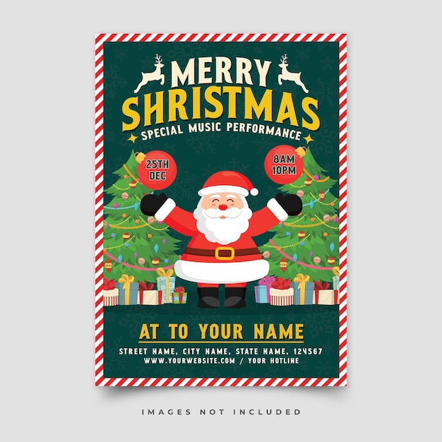 PSD merry christmas poster template