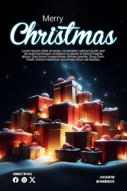 PSD merry christmas poster with a background