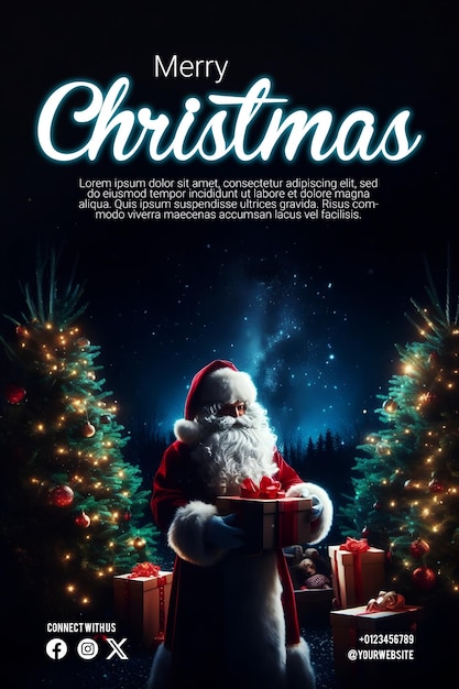 Merry christmas poster with a background