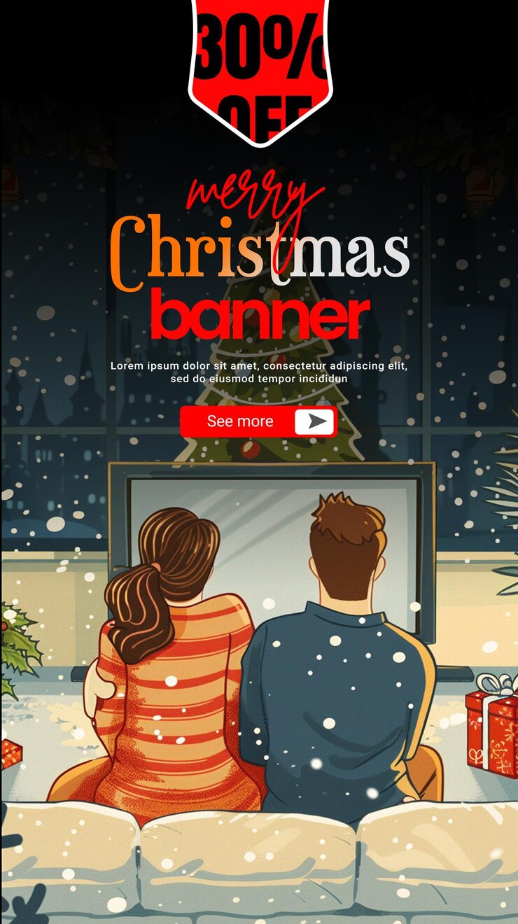 PSD merry christmas poster with nice background