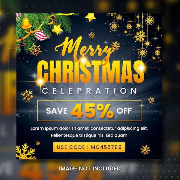 PSD merry christmas sale banner