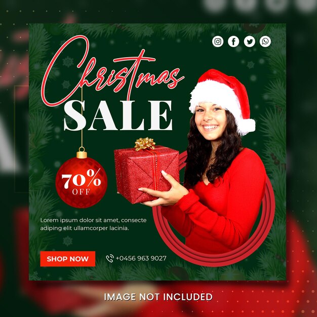 PSD merry christmas sale banner