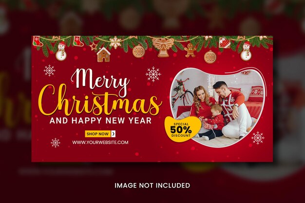 PSD merry christmas sale facebook ad template