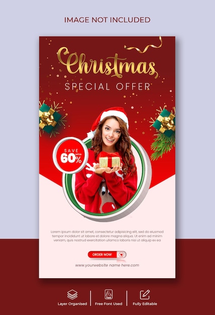 Merry Christmas sale Instagram and Facebook story banner template with modern creative concept