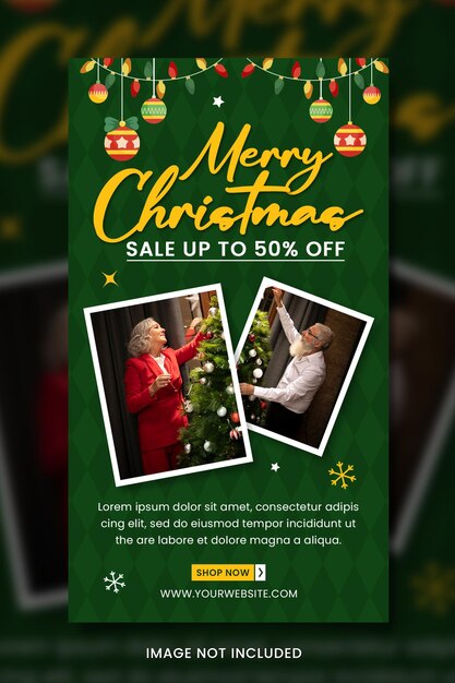 PSD merry christmas sale instagram story template