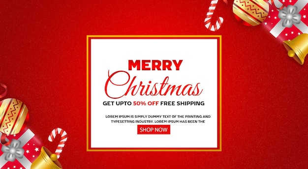 Merry Christmas Sale Offer Design Template Banner Stock