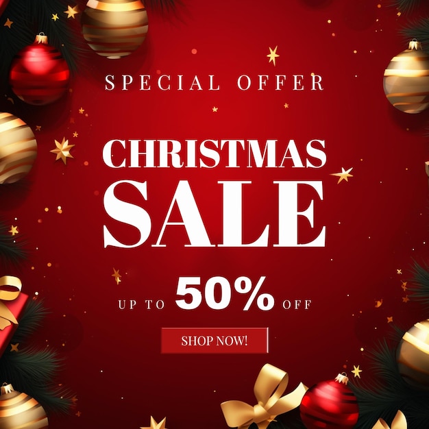 PSD merry christmas sale post psd