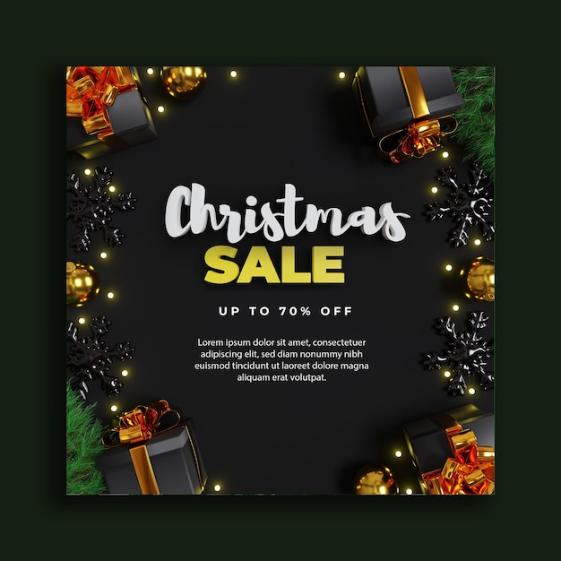 merry christmas sale promotion social media post template