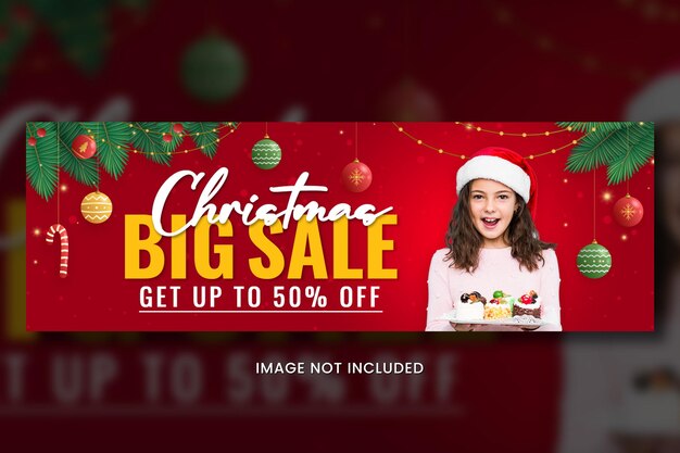 PSD merry christmas sale twitter header template