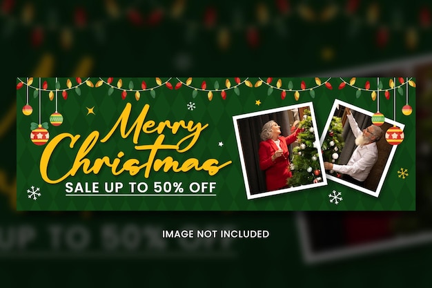 PSD merry christmas sale twitter header template