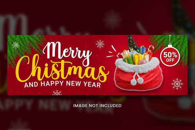 PSD merry christmas sale twitter header template