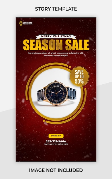 PSD merry christmas season sale instagram story template