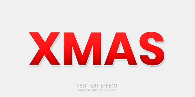 merry christmas simple red text effect modern design editable xmas red gradient text style template
