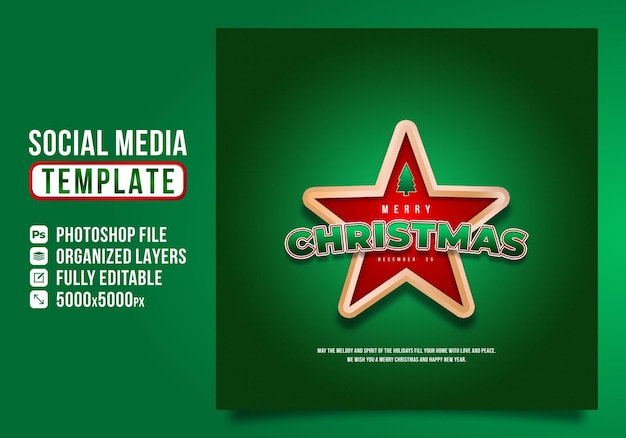 PSD merry christmas social media post template