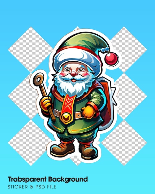 PSD merry christmas sticker with a turned edge on a transparent background
