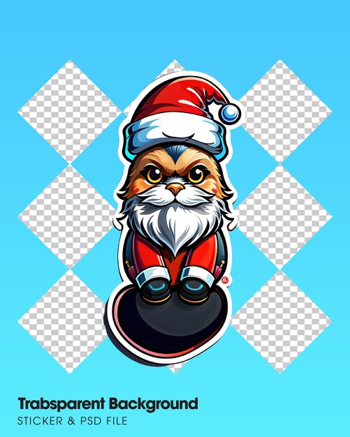 PSD merry christmas sticker with a turned edge on a transparent background