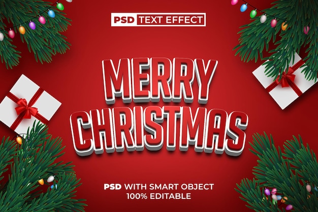 merry christmas text effect 3d curved style editable text effect