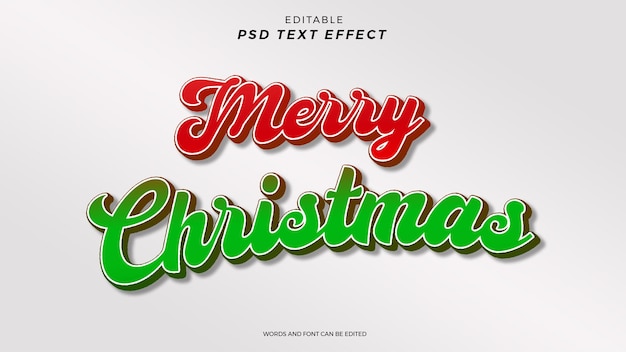 PSD メリー クリスマス テキスト効果編集可能なデザイン