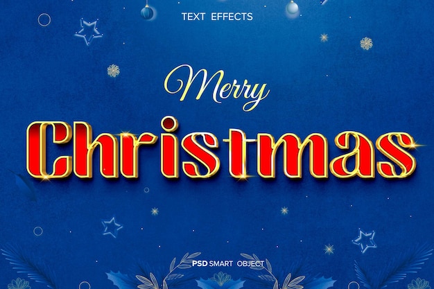 Merry christmas text effect red