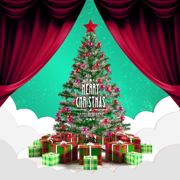 PSD merry christmas wallpaper, ready for your design. 3d rendering