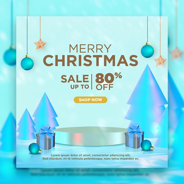 Merry christmas winter sale banner social media sjabloon