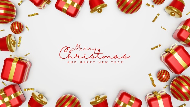 Merry christmas with 3d illustration background