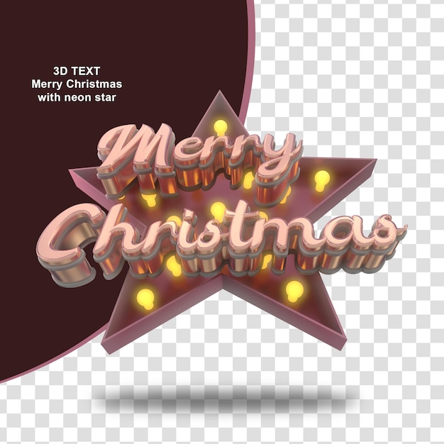 PSD merry christmas with neon star 3d text