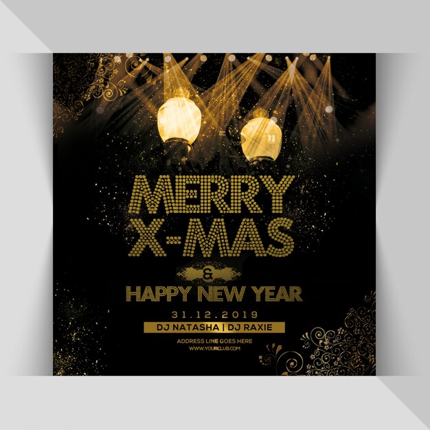 Merry x-mas & happy new year party flyer