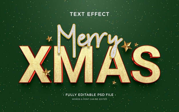 PSD merry xmas gold psd text effect