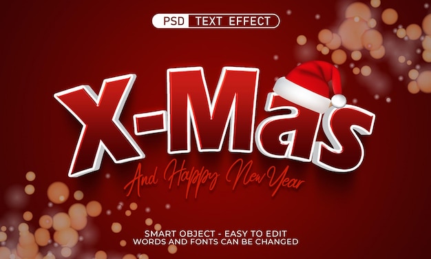 Merry xmas and happy new year text effect