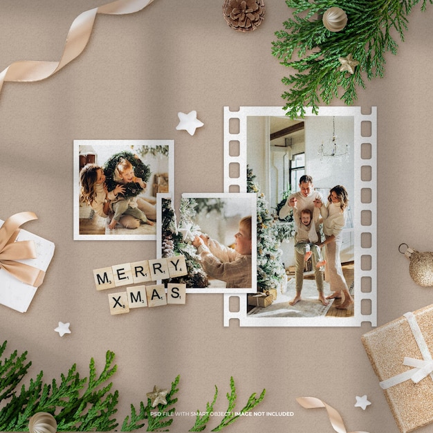 Buon natale set di cornici per foto mockup