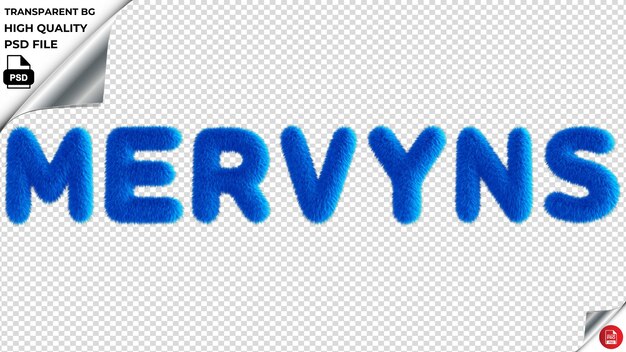 PSD mervyns typografie blauwe fluffy tekst psd transparant