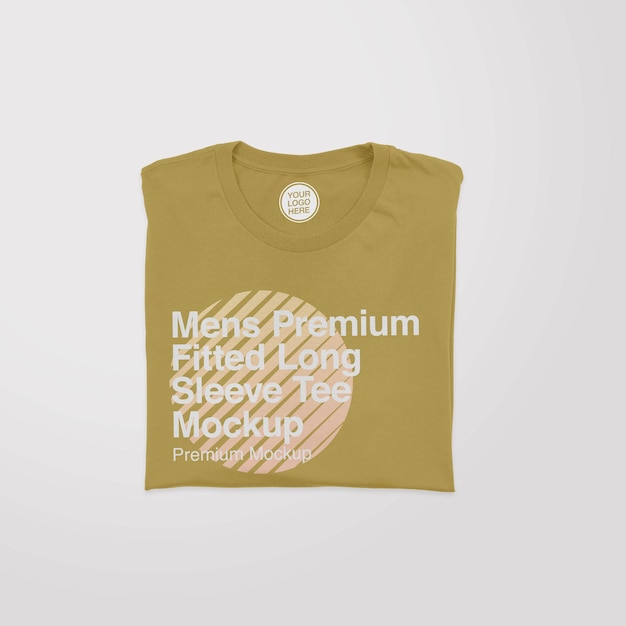 Męska koszulka premium z długim rękawem składana makieta