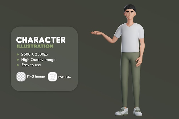 Męski charakter 3D przedstawiający lewą stronę