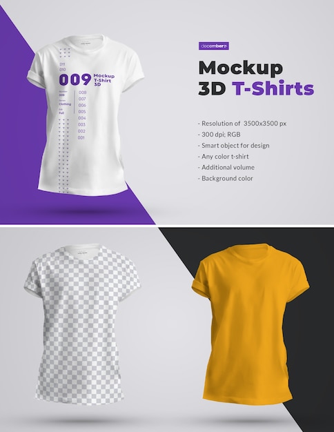 MĘSKIE T-SHIRTY MOCKUPS 3D