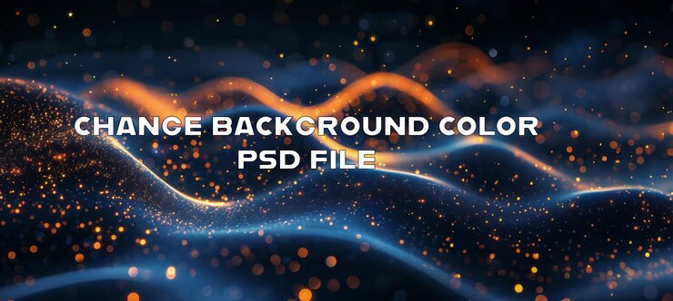 PSD mesmerizing blue waves with sparkling gold particle accents